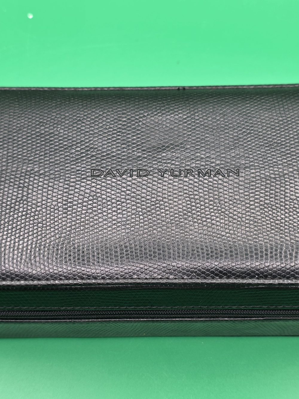 David Yurman Black Leather Zip Travel Jewelry Case Organizer Ring Roll - SR32